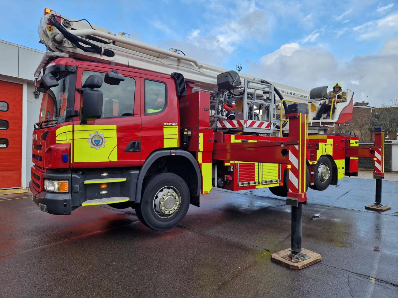 An Aerial Ladder Platform at Worthing Fire Station