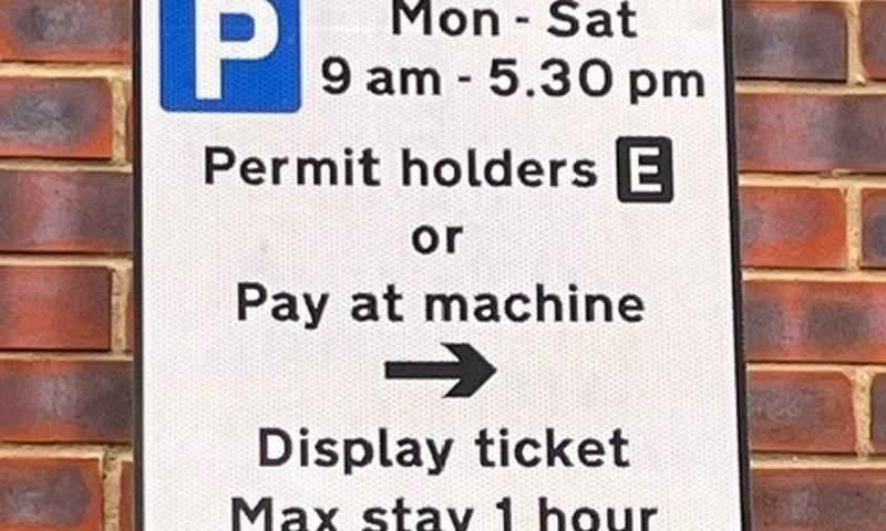 Parking sign in West Sussex